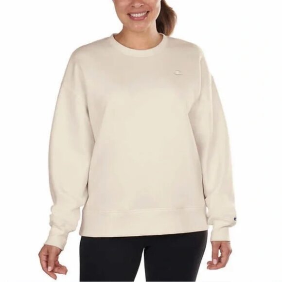 NWT Ladies' Champion Sueded Crewneck Cream Size Large - Picture 1 of 10